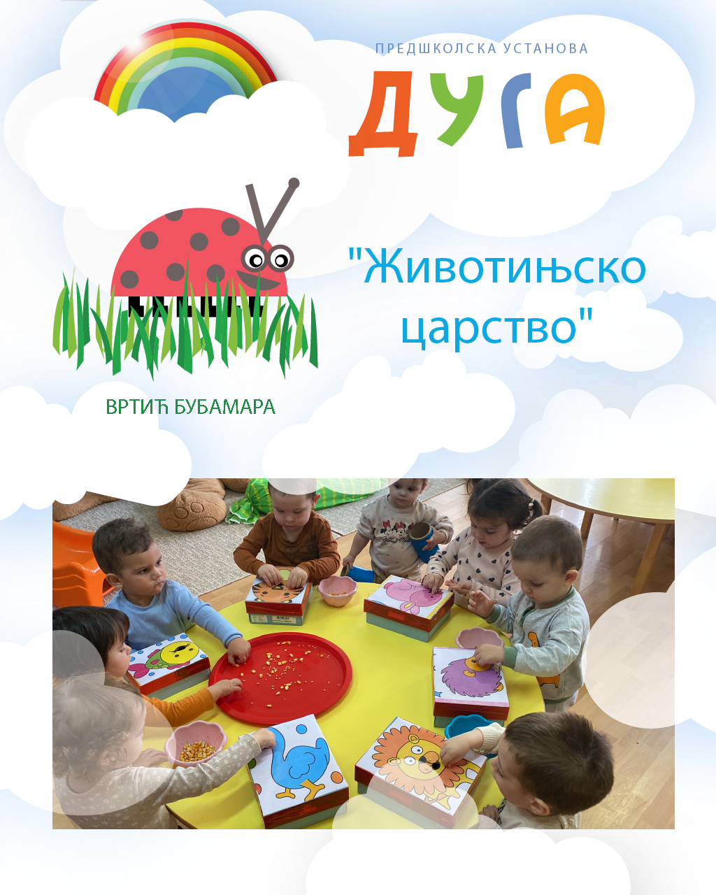 You are currently viewing Пројекат „Животињско царство“васпитачица Јасмине Марковић и Љиљане Стојковић са млађом јасленом групом „Бебци“ вртића „Бубамара“